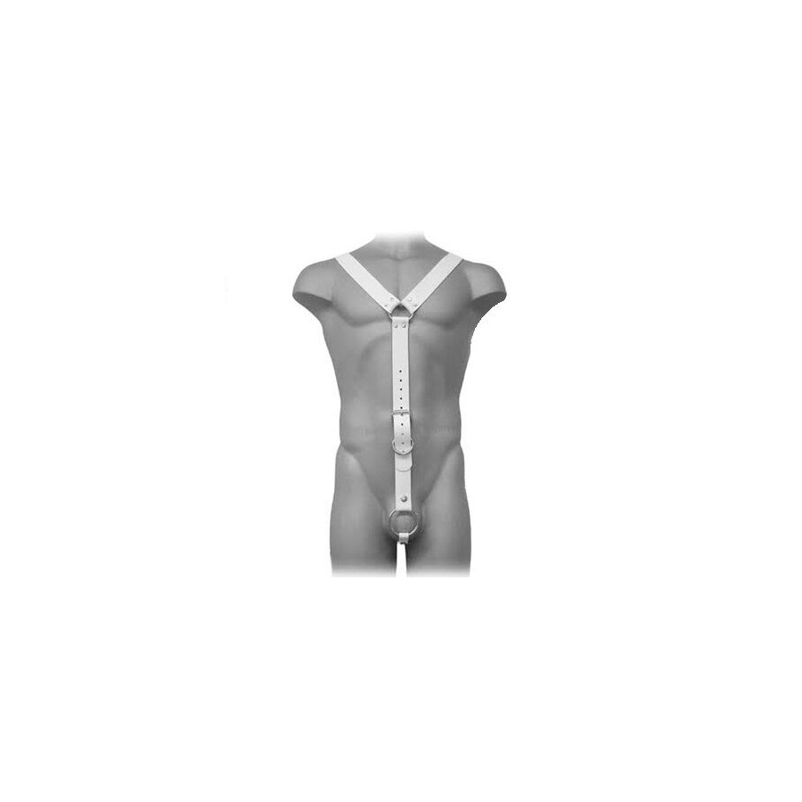 LEATHER BODY - HARNESS MEN WHITE